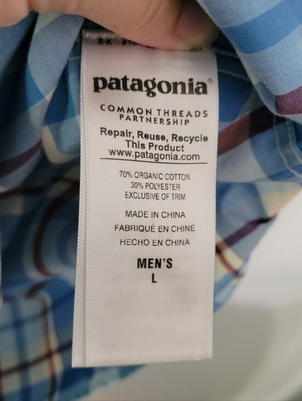 Patagonia Men's Fezzman Short Sleeve Button Down Shirt Size L Blue Red Plaid - Picture 6 of 9